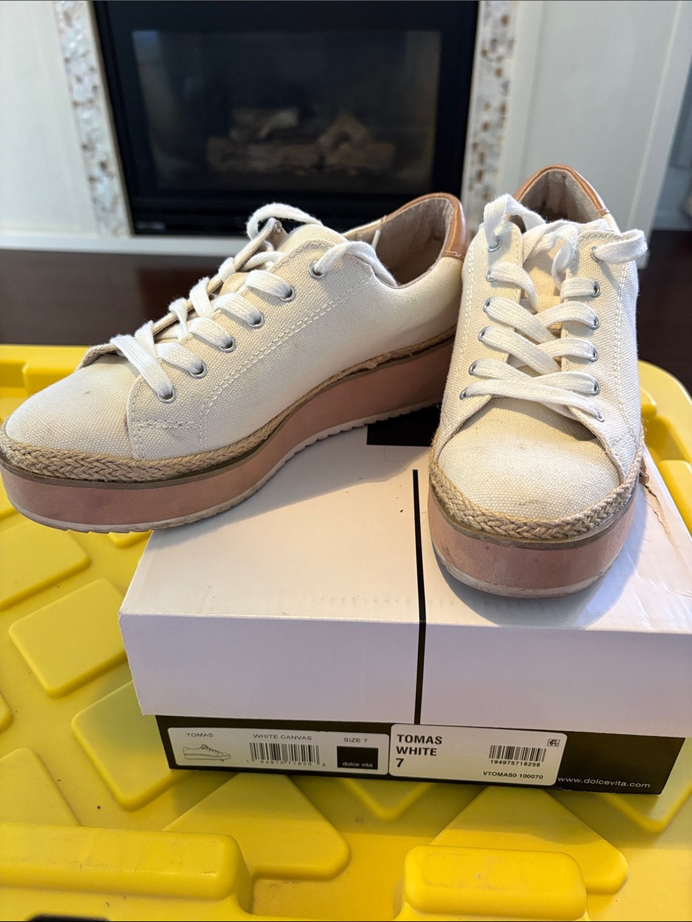 Dolce Vita Tomas White Canvas Sneakers with Platform